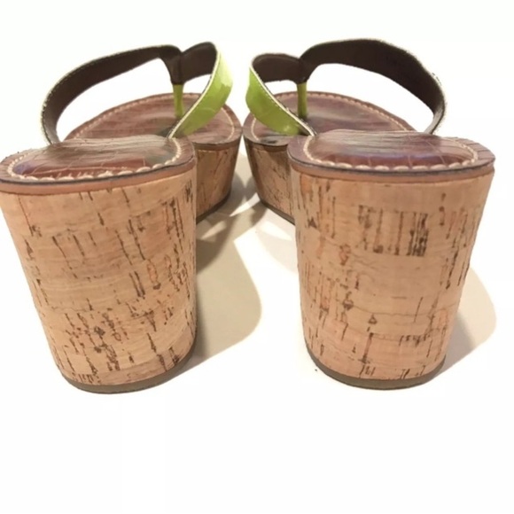 Sam Edelman Romy Y2K Cork Wedge Platform Sandals neon green Disco Size 8M womens - Picture 5 of 8